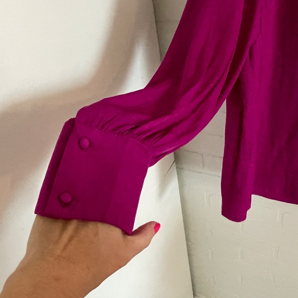 Joie Blouse Balloom sleeve Boho Fuchsia Purple Romantic Feminine Whimsy Sz 3X - Picture 4 of 10
